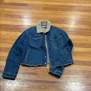 Sam Edelman Blue Jean Jacket with Cream Collar